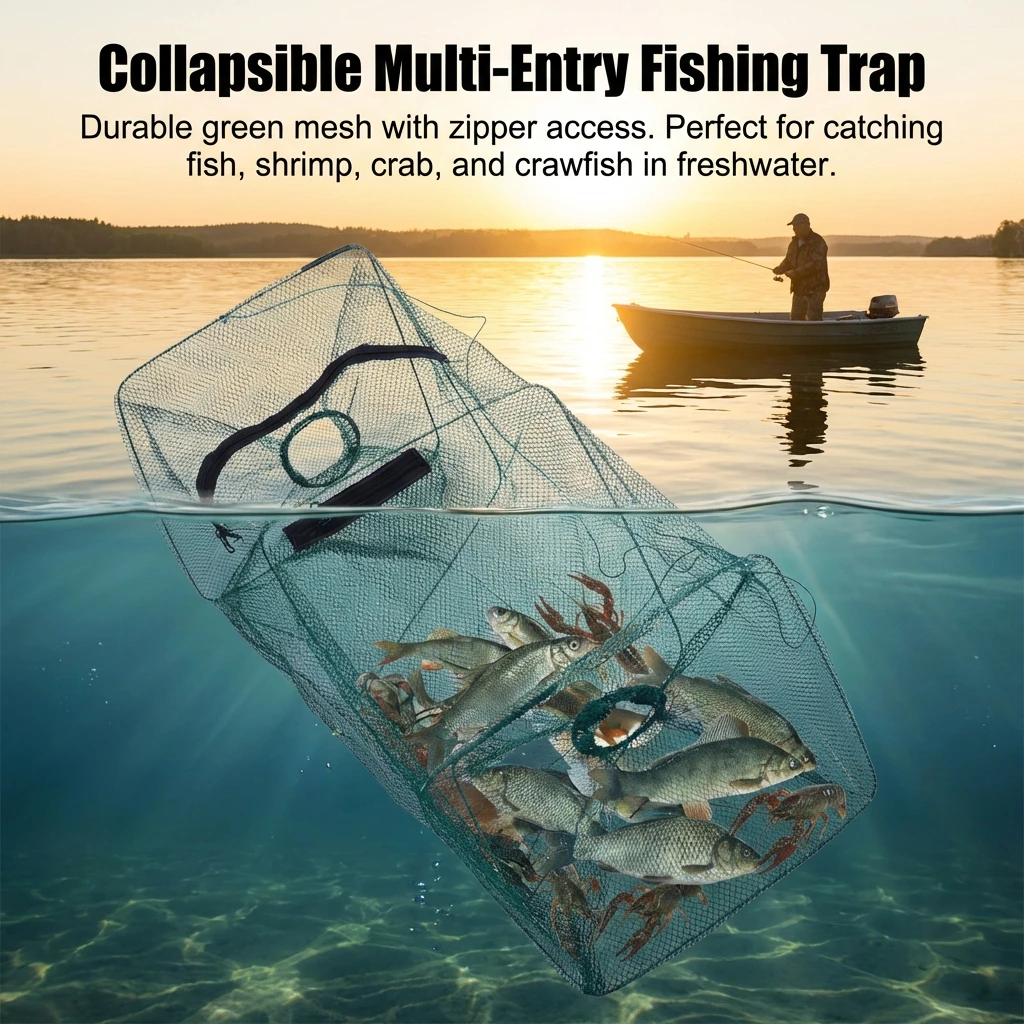 Nasa plegable para camarones – Trampa de pesca con dos entradas - imagen 5