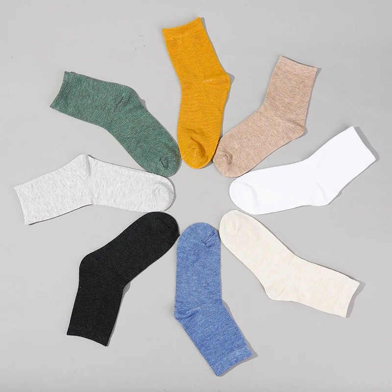 3 Pairs/Lot Men\'s Cotton Socks Casual Harajuku Male Solid Solor Comfortable Fun Soft Simple Fashions Middle Tube Short Sock