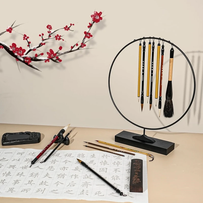 Super Sale 13PCS Chinese Calligraphy Brush Set, Writing Brush Bamboo Storage Scoll, Chinese Kanji Sumi-E Drawing Watercolor Brus