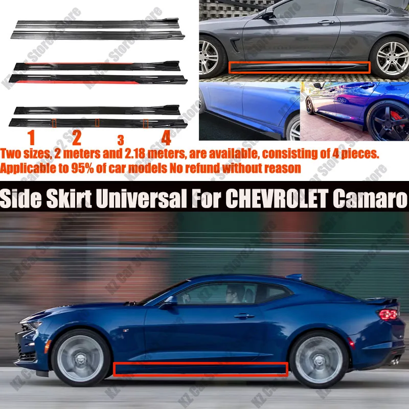 

FOR CHEVROLET Camaro 2M Car Side Skirt Extension Plate Lip Separator Bumper 2.18M Racing Side Spoiler Universal Car Side