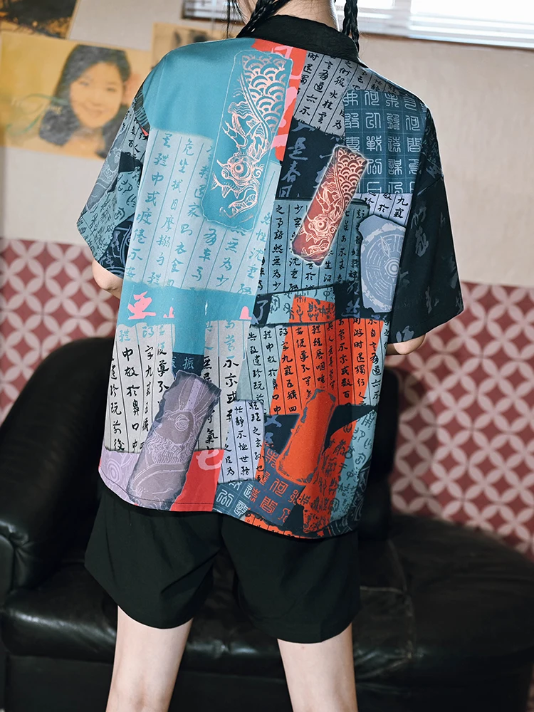 New Chinese Style National Style Han Elements Printing T-shirt Shirt Retro Tops Summer Loose And Comfortable Leisure