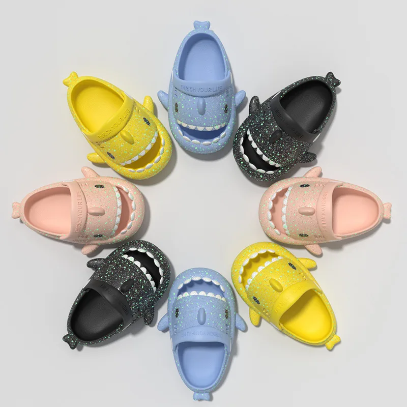 Garden Shoes Children's Shark Night Glow Slippers Summer Boys Girls Baby Slippers Anti Slip Soft Sole Cartoon Beach Slippers