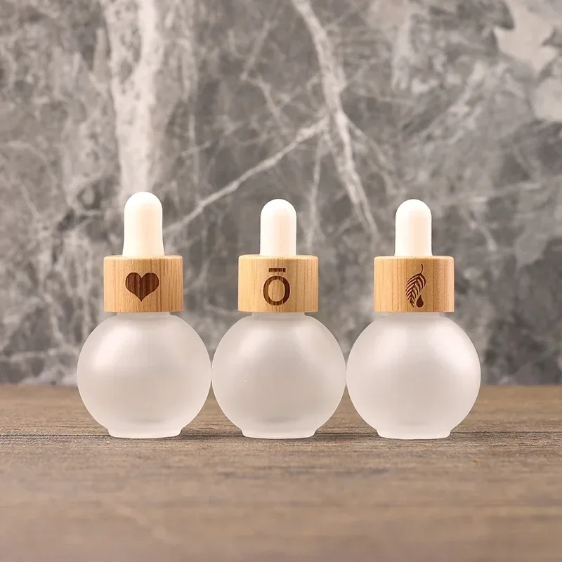 10/30/50pcs 20ml Refillable Dropper Bottle Frosted Essential Oil Glass Aromatherapy Liquid Drop for Massage Pipette Bottles