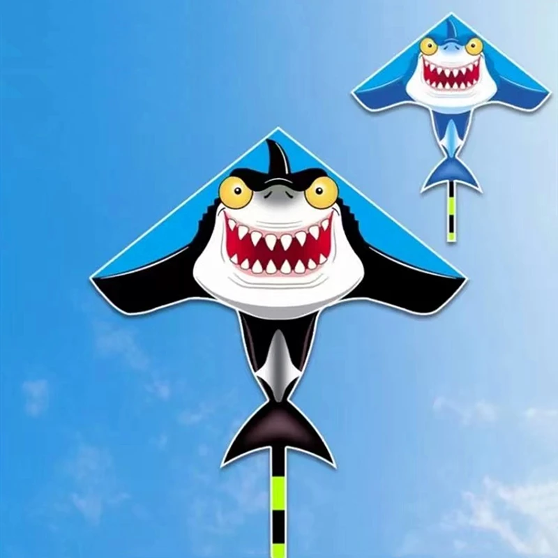 

Free Shipping 120cm shark kites flying for children kites line kids kites outdoor toys flying butterfly professional kite winder