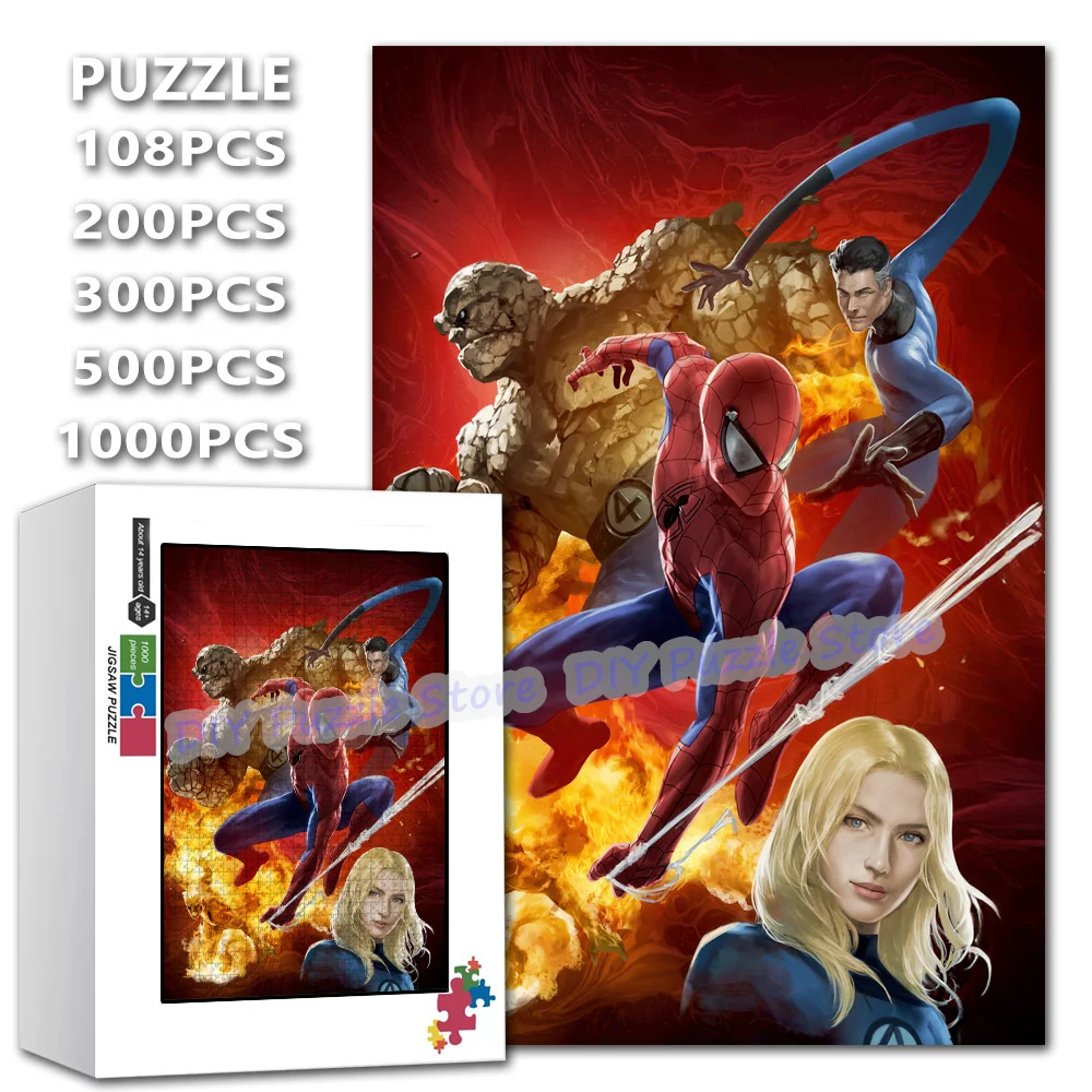 

Marvel Superhero Assembled Jigsaw Puzzle 108/200/300/500/1000/1500 Pieces Spiderman Print Puzzle for Adult Stress Relief Toys