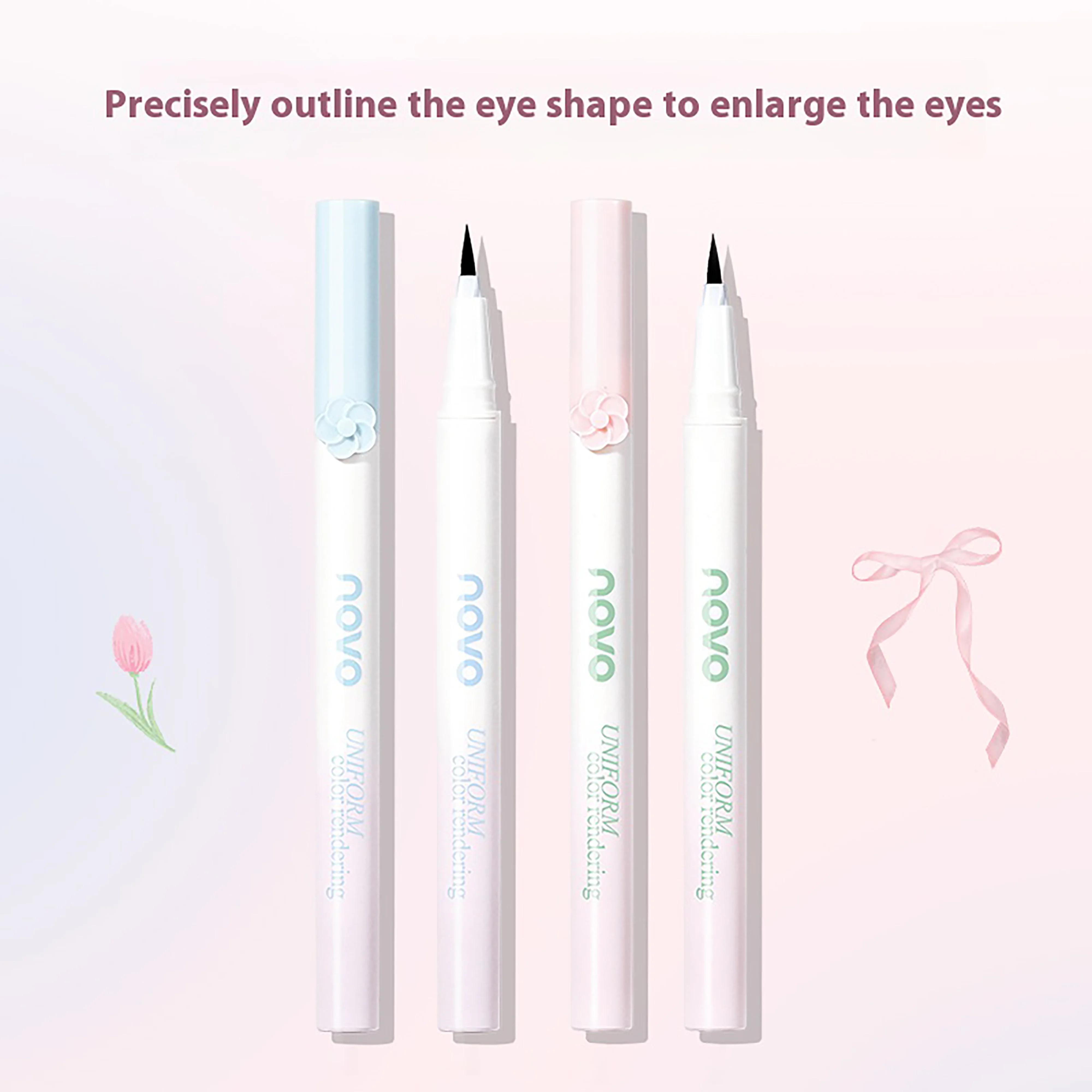 NOVO Wasserfester, schweißbeständiger und wischfester flüssiger Eyeliner-Stift mit langlebiger, schnell trocknender Formel