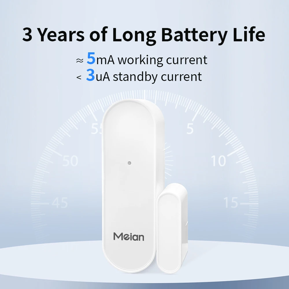 Meian Zigbee Sensor de puerta y ventana, alarma de puerta inalámbrica para casa inteligente Tuya, Sensor de puerta Wifi, Detector abierto y cerrado,