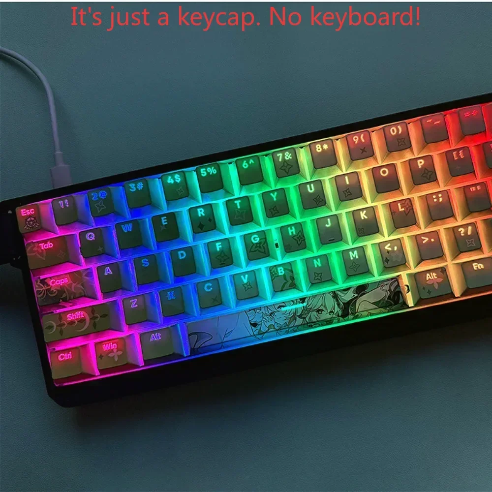 Two Dimensional Nasida Engraved Side Transparent Cherry Key Cap PBT 135 Key for 60/64/84/98/108 Mechanical Keyboard