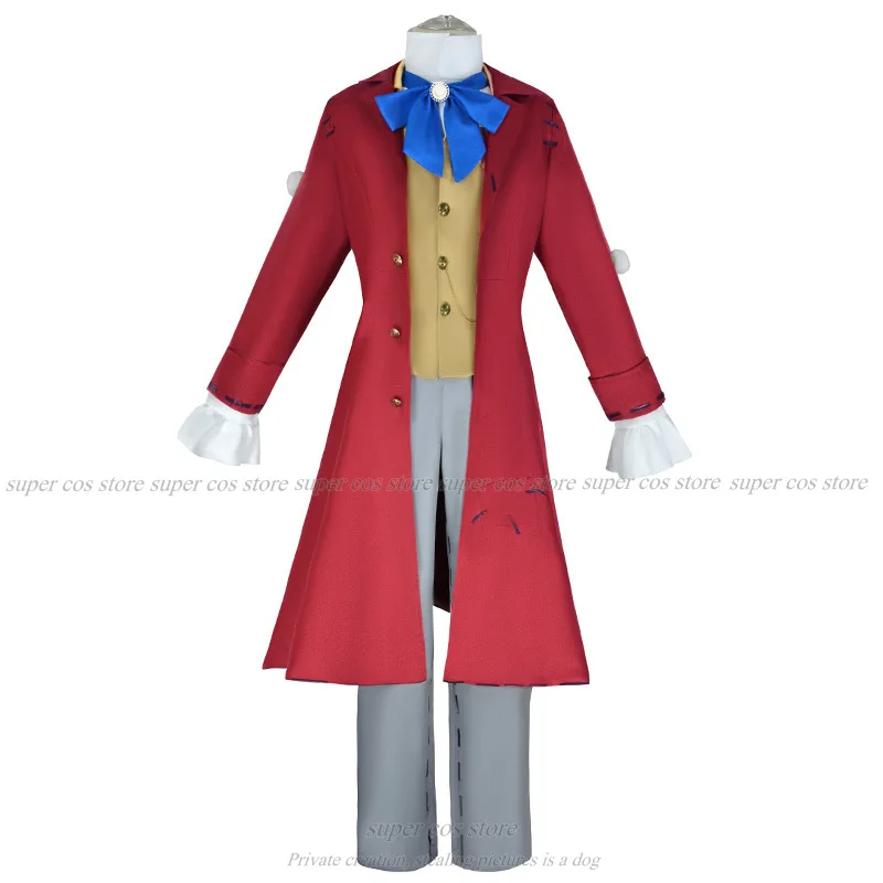 Game Identity V Composer Frederick Kreiburg Cosplay Costume Wig Top Pants Red Tailcoat Uniform Man Halloween Carnival Party Suit