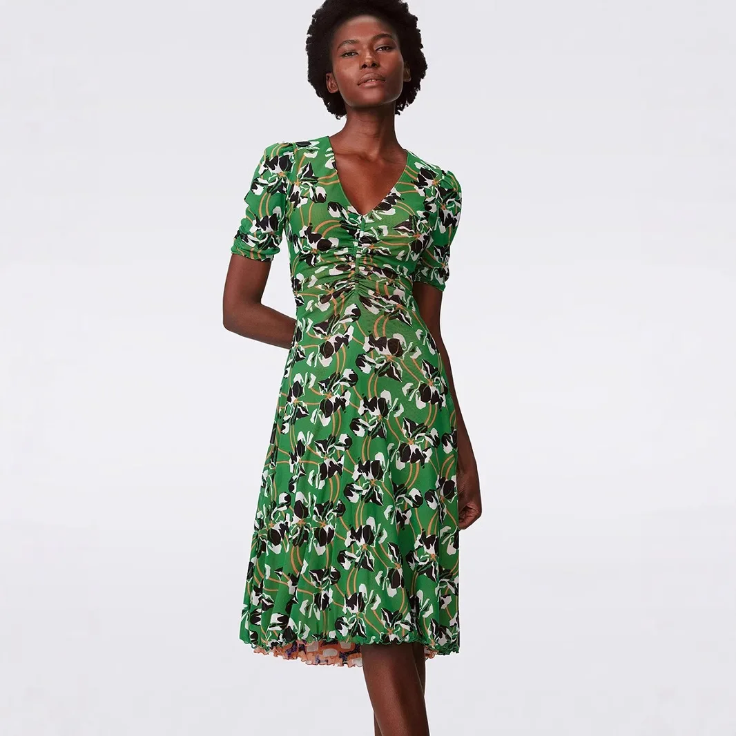 

Double-Sided Wear Early Spring New Geometric Lotus Flower Illusion Color Tea Break Dr A-Line Midi Skirt ort Sve