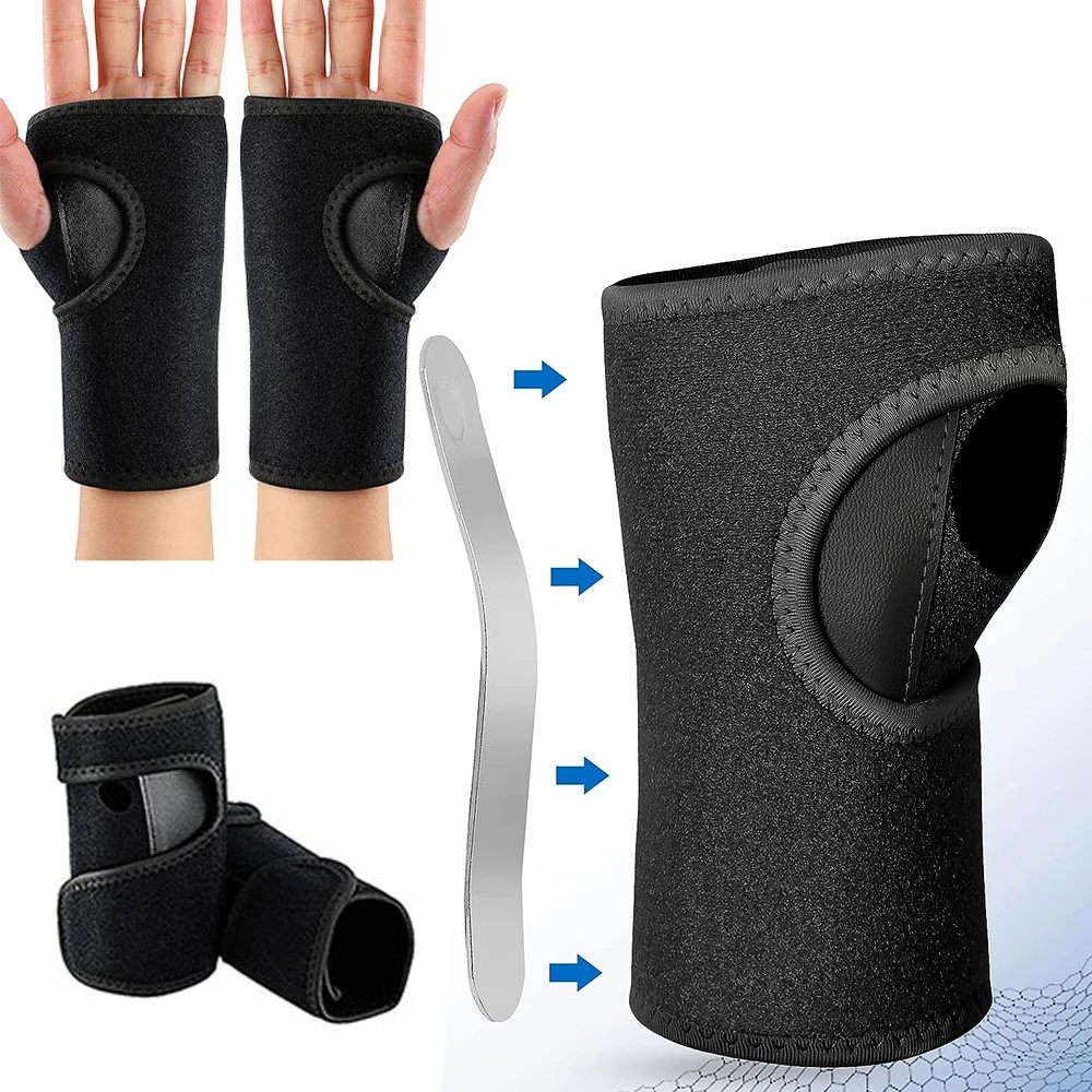 

1Pc/2 Pair Carpal Tunnel Wrist Braces with Metal Splint for Women & Men, Adjustable Wrist Support Stabilizer for Hand Tendonitis