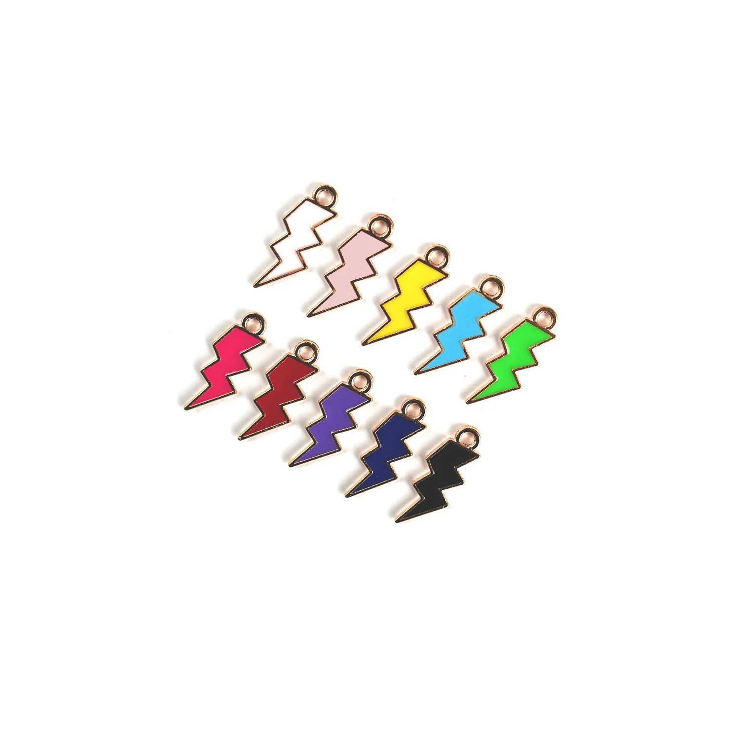 Multicolor Enamel Thunder Lightning Charms Pendants for DIY Bracelet Keychain Necklace Jewelry Making Accesories 10 Pcs Mix