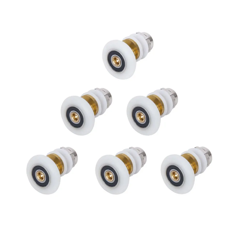 

6Pcs Stainless ABS Shower Door Rollers 27Mm Wheel Diameter 31Mm Length for 6-8Mm Glass Bathroom Enclosures Steam