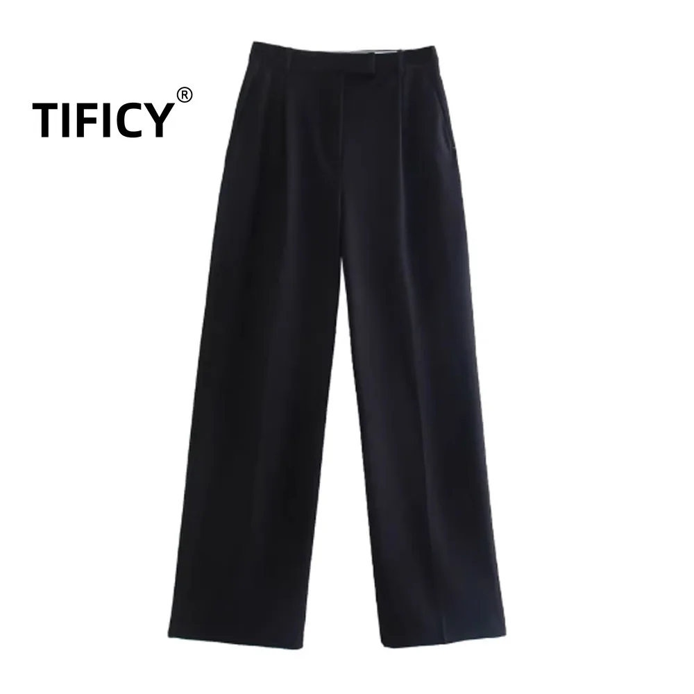 

High Street Pants Summer New Women's Casual Versatile Straight Leg Pleated High Waist Wide Leg Pants Long Streetwear Pants