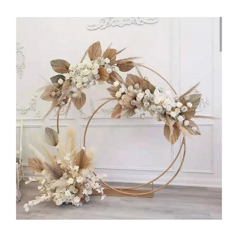 

Customized Outdoor Wedding Decoration Big Metal Silver Wedding Half Arch Circle Ceremony Arch Wedding Flowers Backdrop