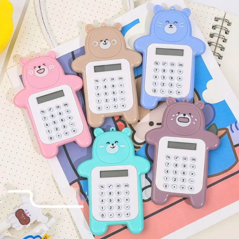 Portable 8 Digits Display Mini Calculator Bear Shaped Battery Scientific Calculators Mini Battery Calculator Students Gift