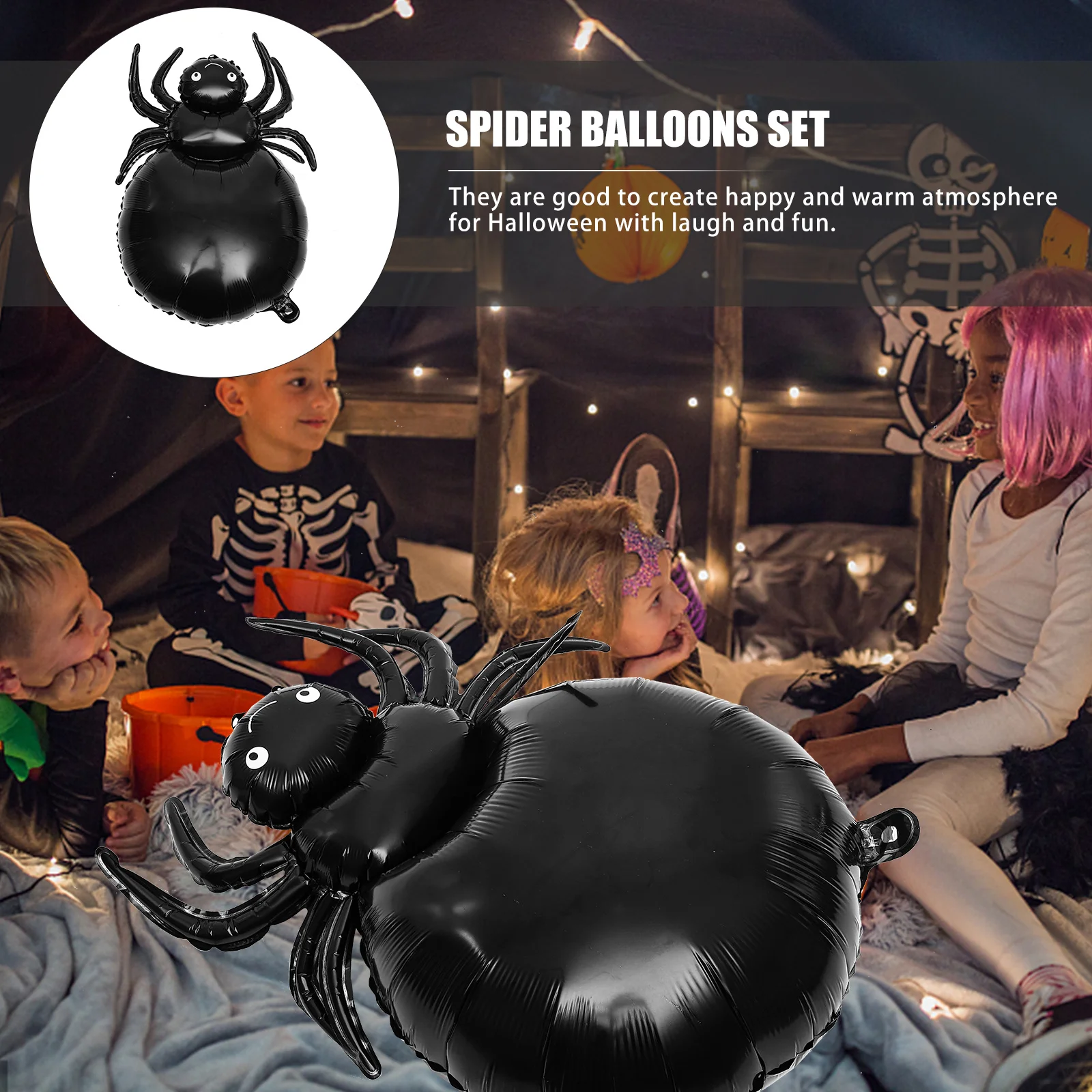 

5Pcs Spider Balloons Aluminium Film Halloween Party Balloons Halloween Decoration Set Balloon Decor