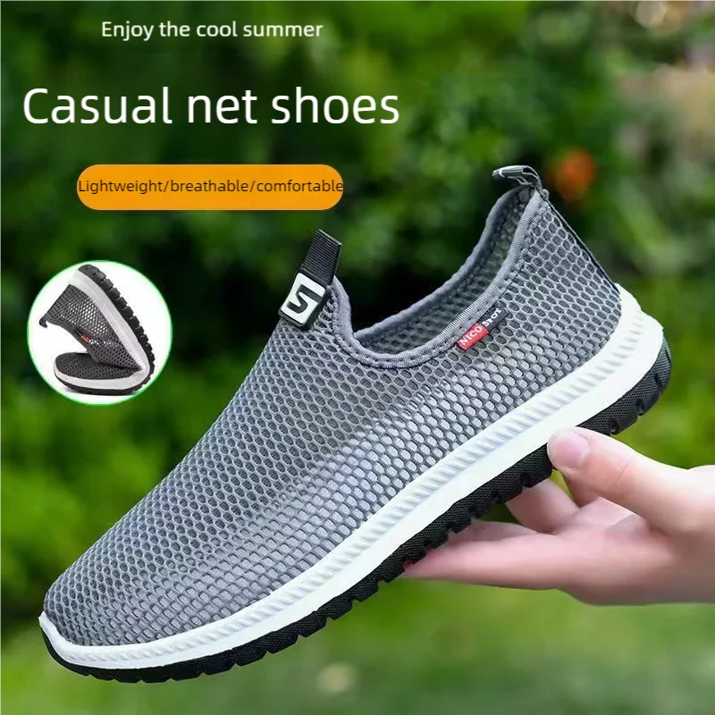 Sapatos de malha casuais leves masculinos verão novo respirável sola macia anti deslizamento sapatos esportivos ao ar livre tênis masculinos