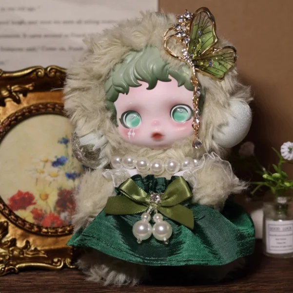 

Мини-кукла Skullpanda, комплект с аксессуарами для волос, 10 см, зеленая тема, лесные шепперы, коллекционная кукольная одежда для игрушек и хобби