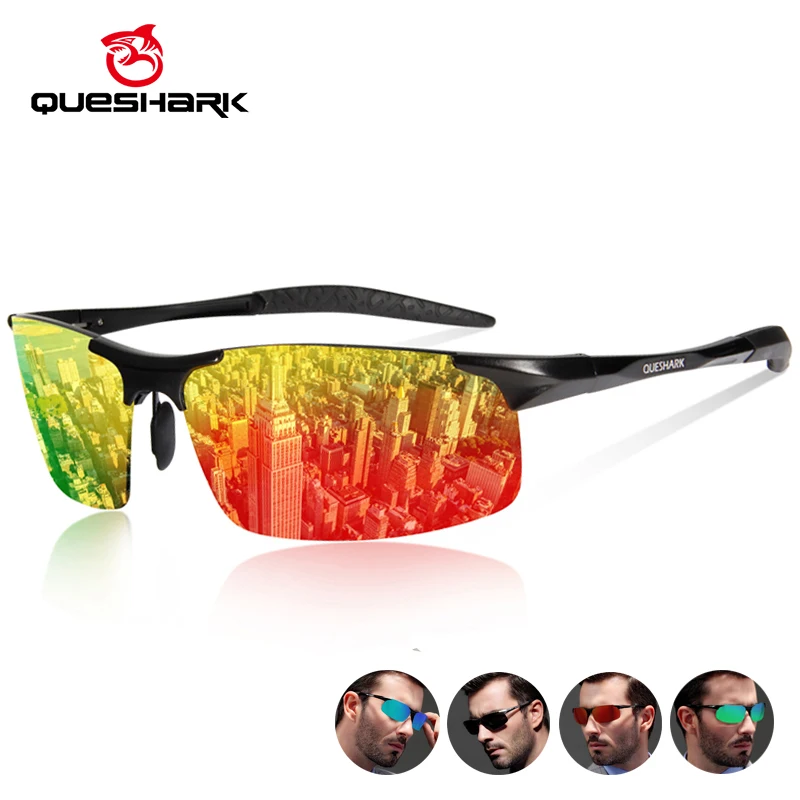 

QUESHARK поляризационные велосипедные очки Сверхлегкие мужские и женские алюминиево-магниевые HD очки для вождения велосипедные очки дорожные MTB велосипедные солнцезащитные очки