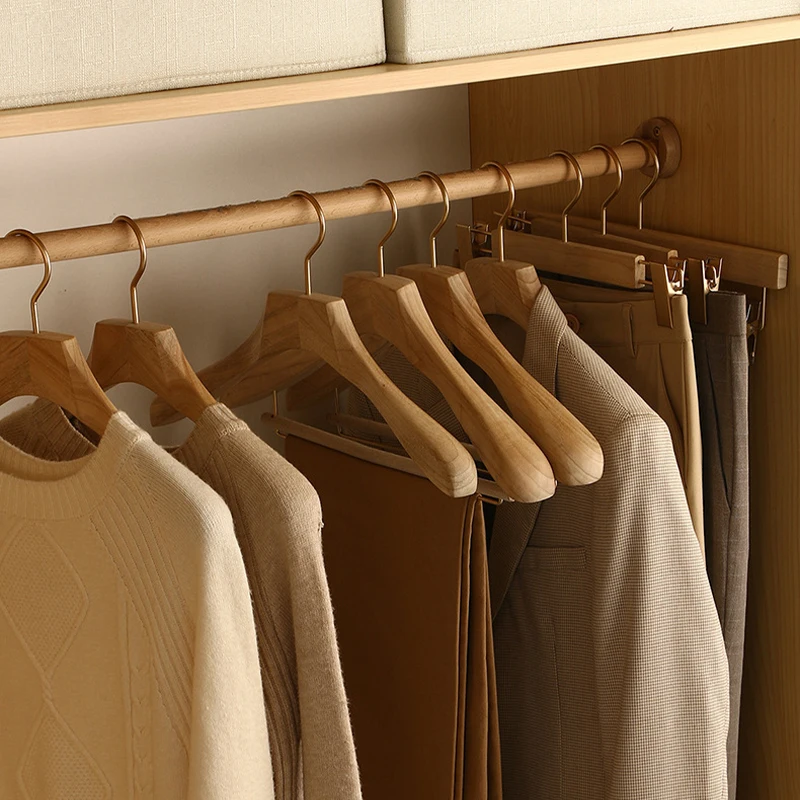 2PCS Camphor Wood Insect-Repellent Hangers,Unvarnished Smooth Wooden Clothes Hangers for Closet,Wide-Shoulder Suit Organizers