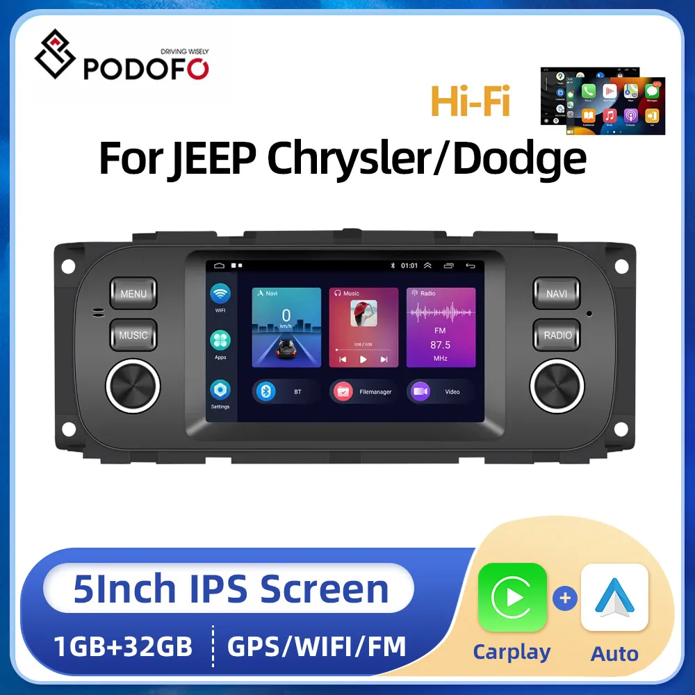 

Podofo Android 2Din 5'' Car Radio For JEEP Cherokee Dodge Chrysler Multimedia Video Player Carplay Autoradio Stereo Player GPS