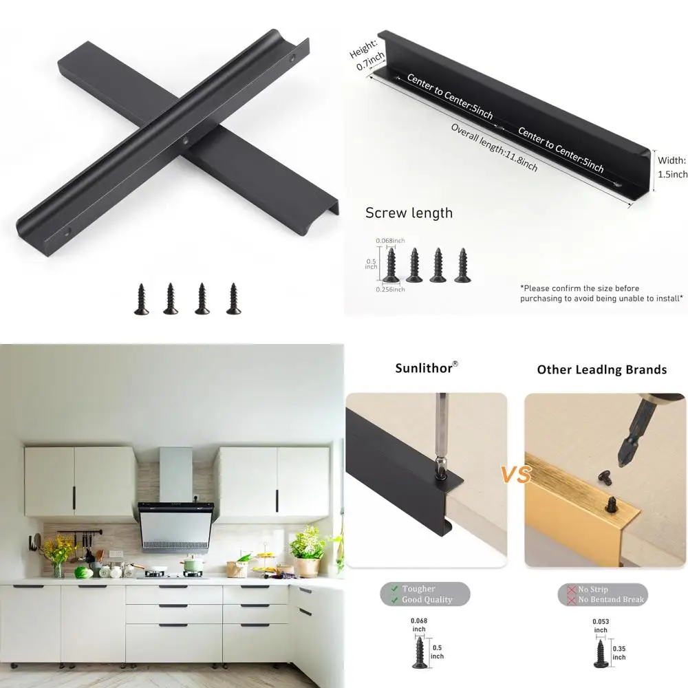 

Алюминиевые ручки для шкафов — низкопрофильные ручки для кухни, комода и шкафов для ванной комнаты, подходящие для ящиков и шкафов