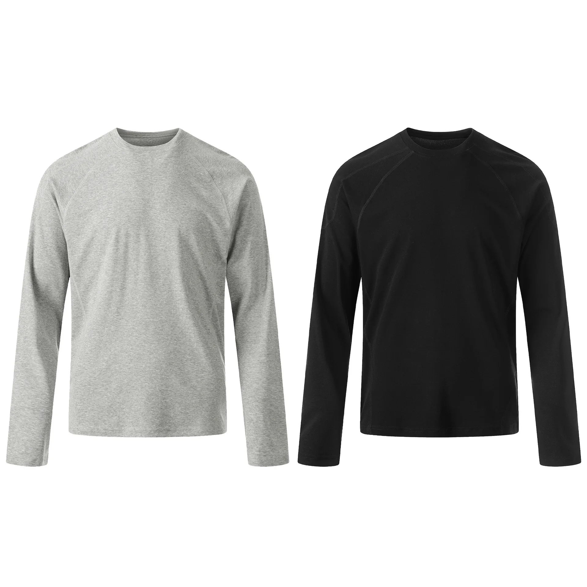 Camiseta Masculina de Manga Longa com Gola Redonda, Corte Solto, Estilo Básico, Secagem Rápida, Confortável, Camada Base, Estilo Retrô Americano