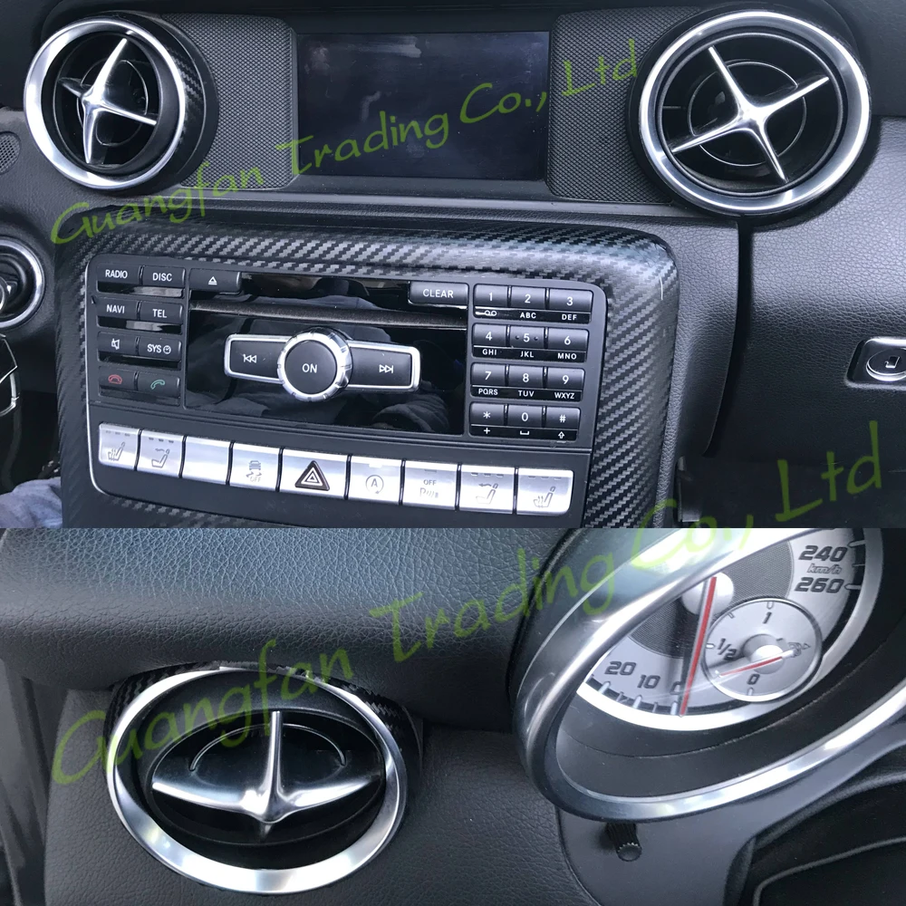 For Mercedes SLK R172 2011-2016 Car-Styling 3D/5D Carbon Fiber Car Interior Center Console Color Change Molding Sticker Decals