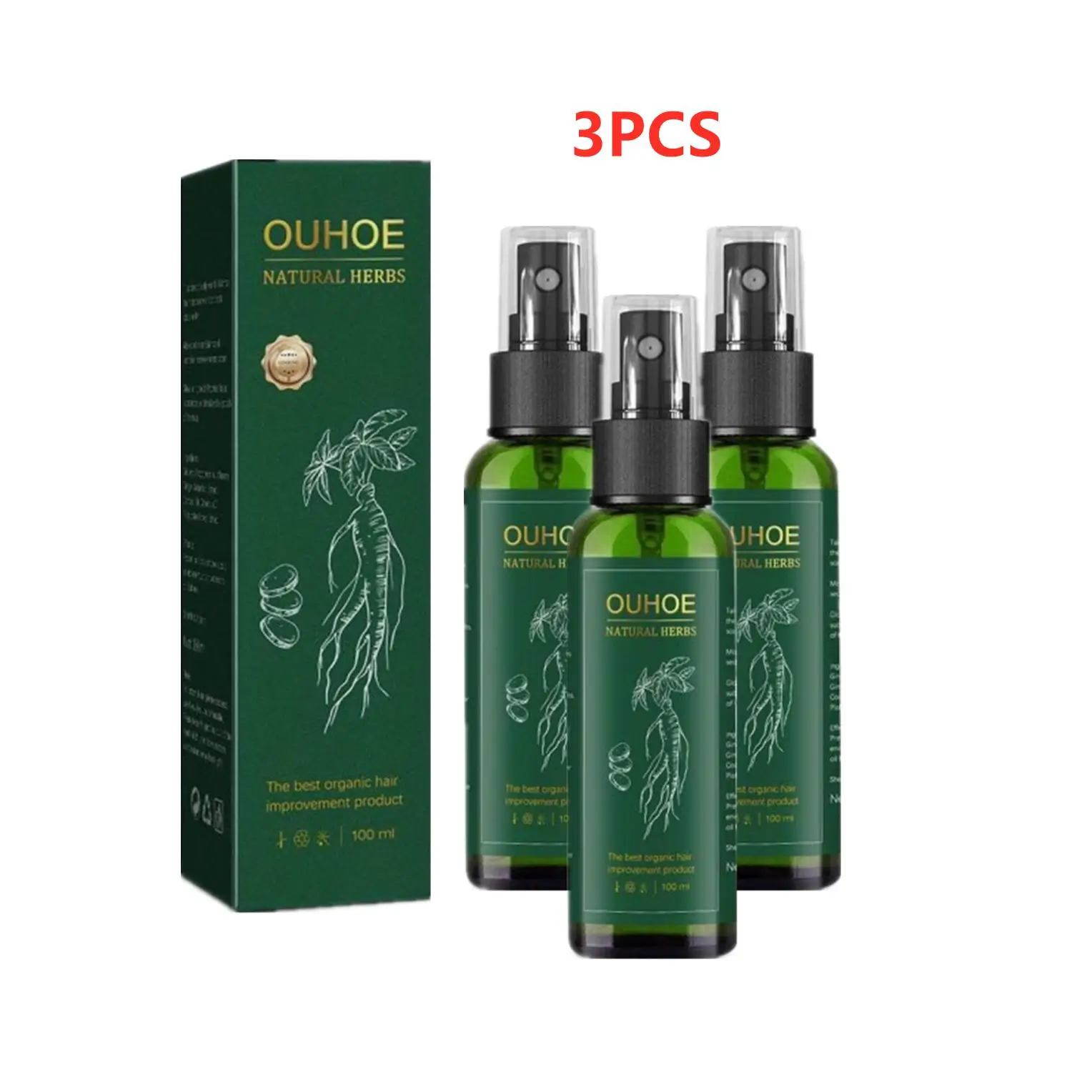 OUHOE-suero de Ginseng con biotina, aceite líquido esencial para fortalecer las raíces del cabello, nutre el cabello, reparador, 3 piezas