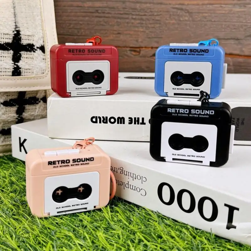 1/2PCS New Funny Recorder Music Keychain Storage Box Retro Keychain Mini Player Commemorative Key Christmas Festival Gift