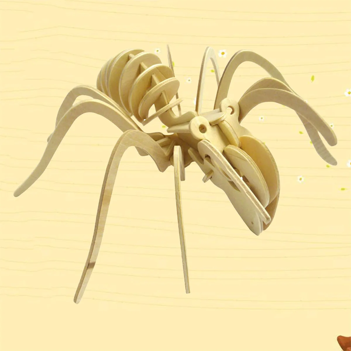 Drewniany Puzzle Pająk 3D DIY Składanka Edukacyjna dla Dzieci Kreatywna Gra Budowlana - Przyjazna dla Środowiska Drewniana Układanka Mini Dekoracja Pająka