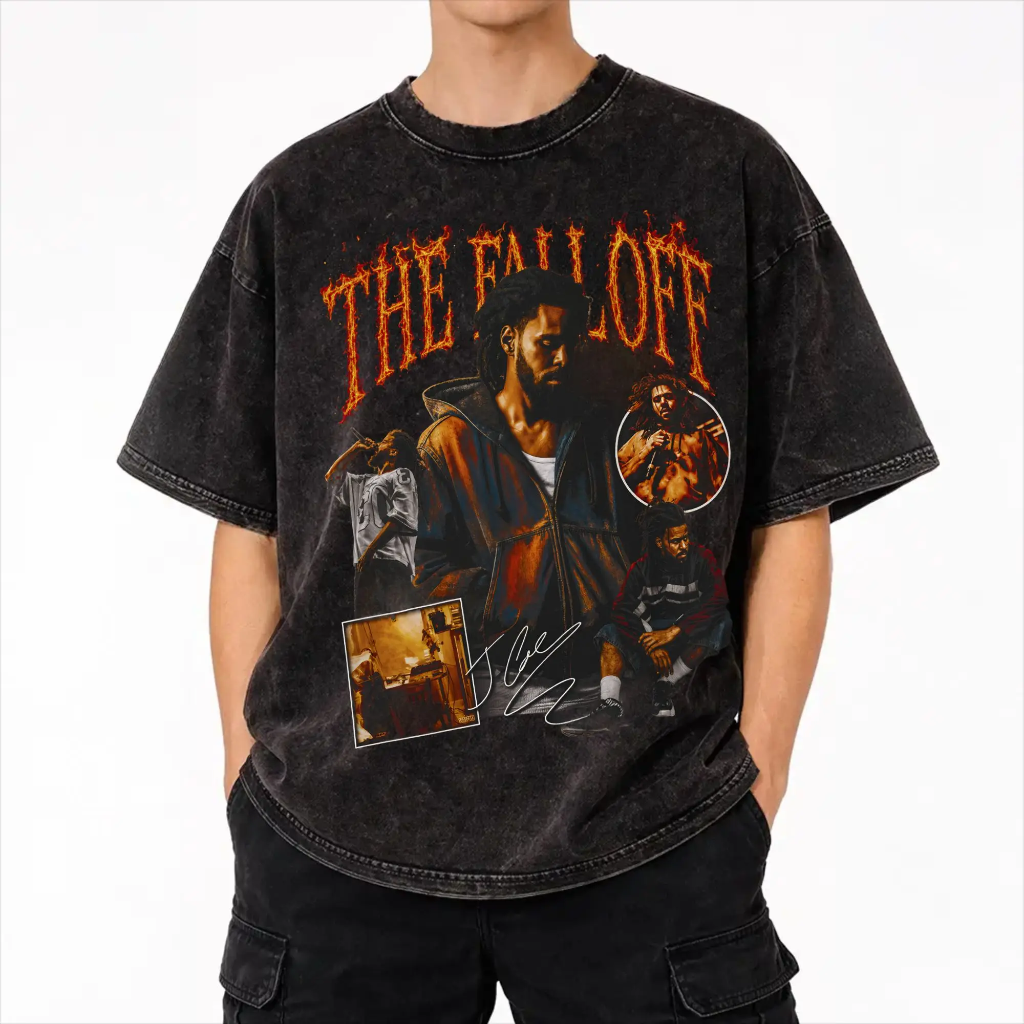 Summer J Cole The Fall Off 2026 Tour Washed T Shirts Accessories Harajuku T-Shirt  Men Women Tee