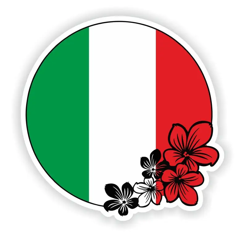

Italy Round Flag Flower Decals Sticker For Car Decorations Accessories Refit Stickers Suv Covers Outdoor Sun Protection Decor