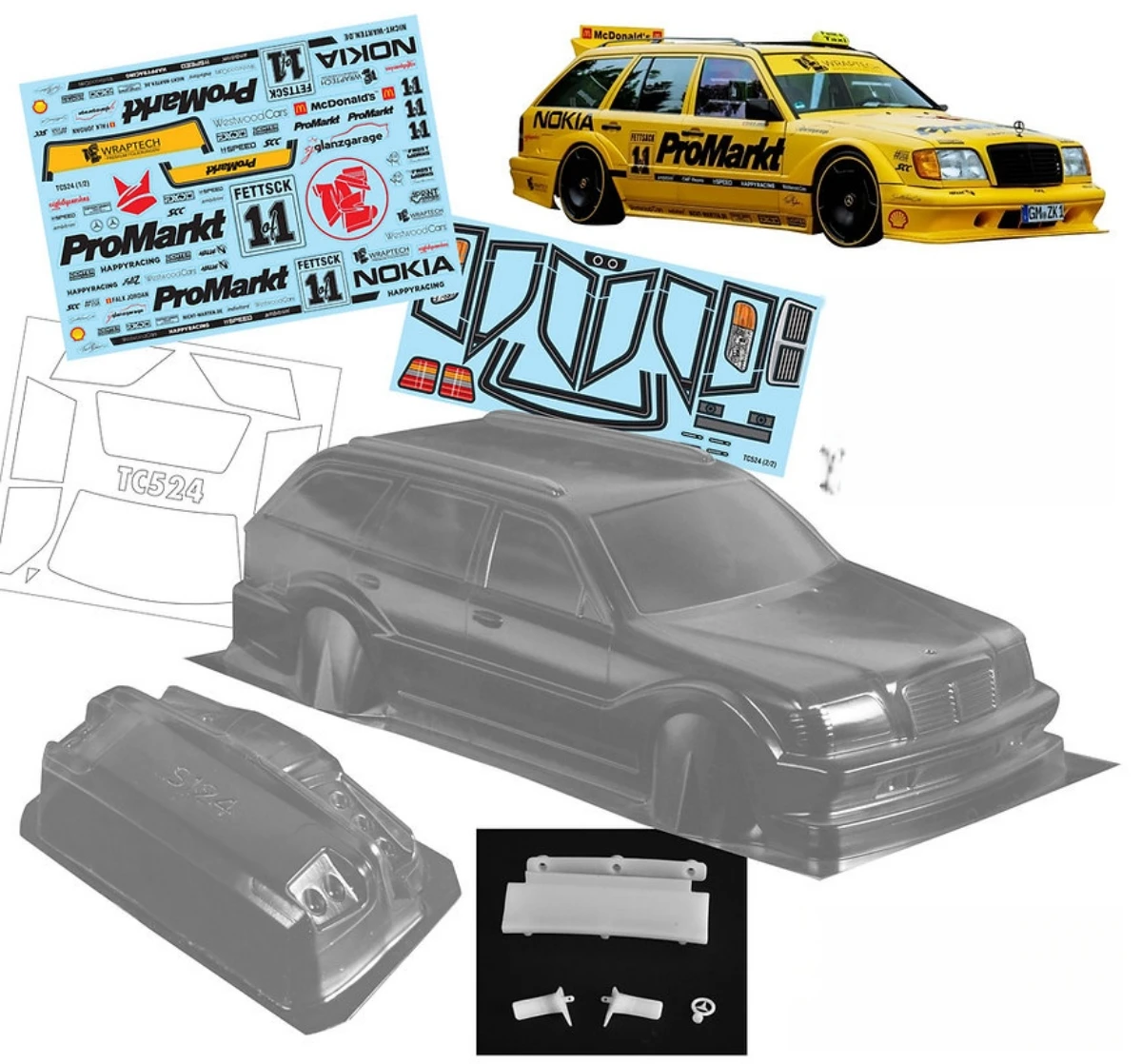 

Радиоуправляемая машинка 1/10 S124 Wagon, ширина 190 мм, прозрачный корпус из поликарбоната, в комплекте заднее крыло/держатель для фонарей и наклейки.