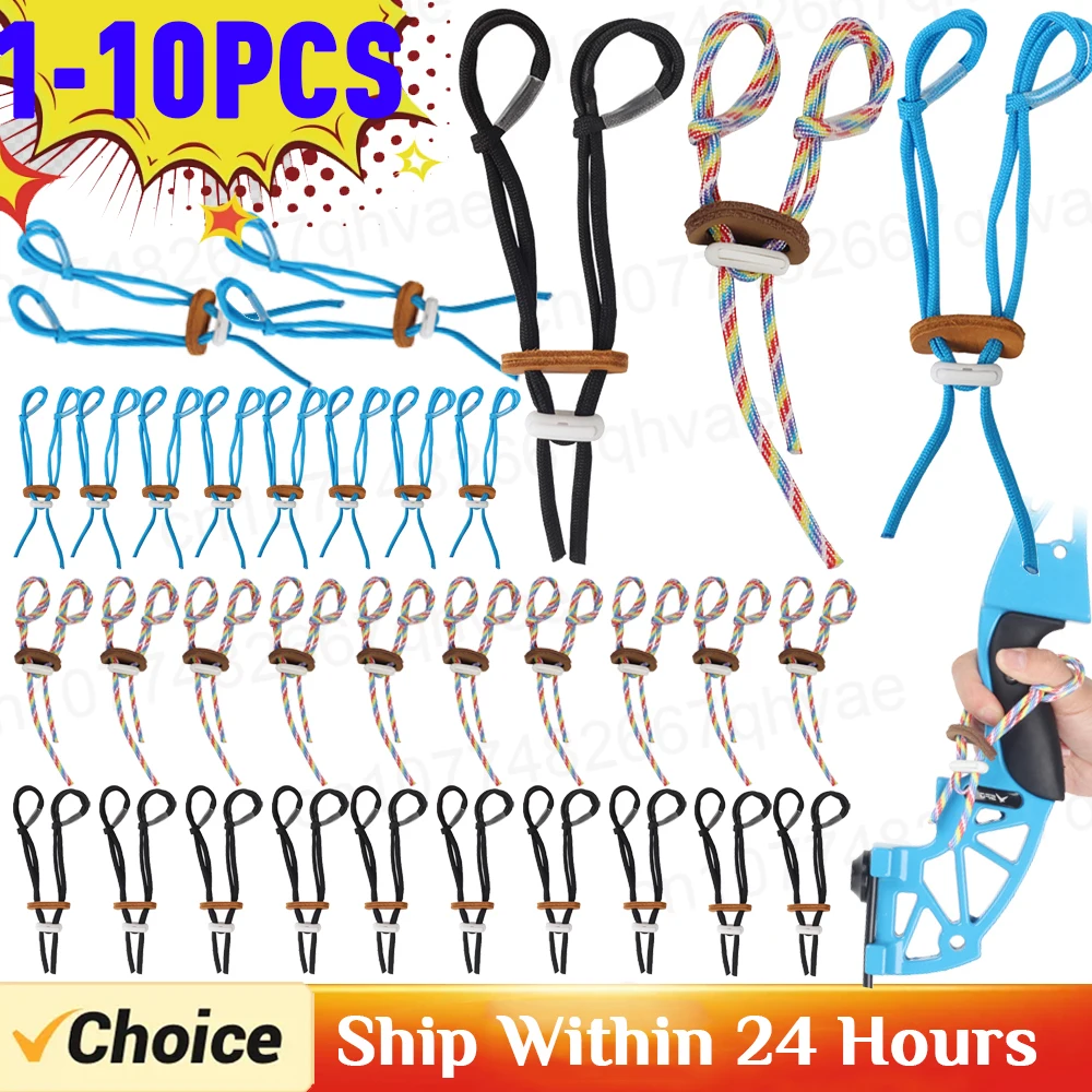 Eslinga de dedo de Tiro con Arco recurvo ajustable, accesorios de arco recurvo, eslinga de dedo elástica, 1-10 piezas