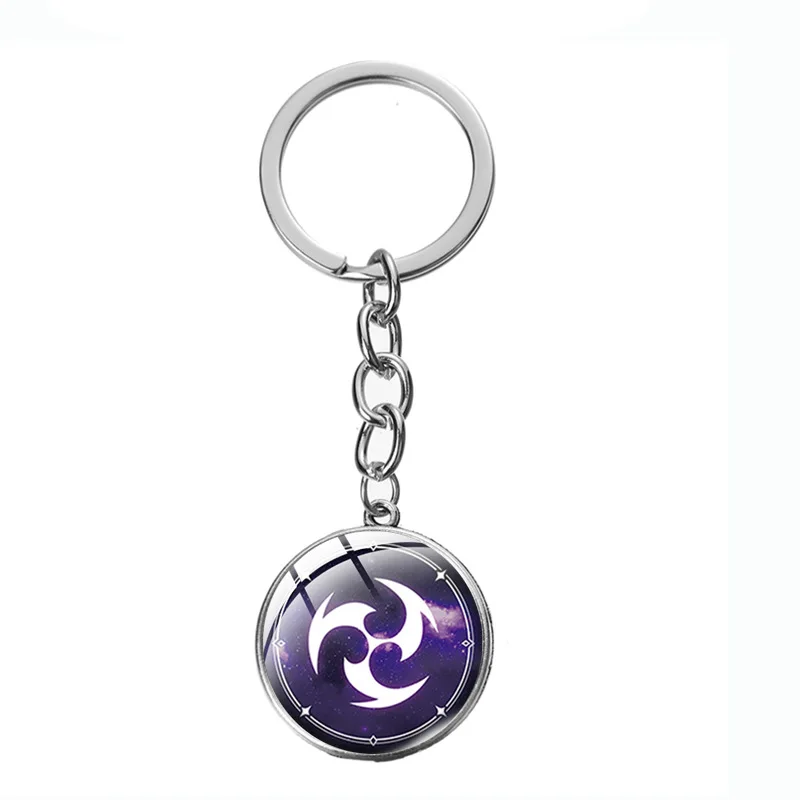 Genshin Impact Keychain Luminous Element Vision God's Eye Pendant Key Rings Metal Key Trinket Accessories Fans Key Buckle Gift