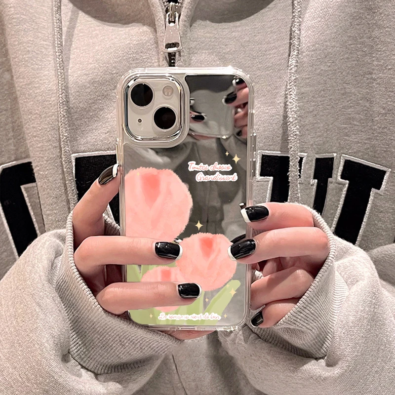 Custodia per specchio per il trucco per Iphone 11 13 14 12 Pro Max Iphone11 11 12 14 13 X XR XS Max Cover per telefono nera Cute Bear Mirror 14 13 Capa