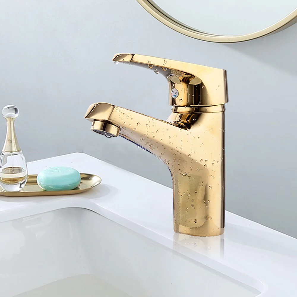 Basin Faucet Gold Waterfall Faucet Bathroom Faucet Deck Mounted Bathroom Toilet Basin Faucet Mixer Tap Hot and Cold Sink Faucet