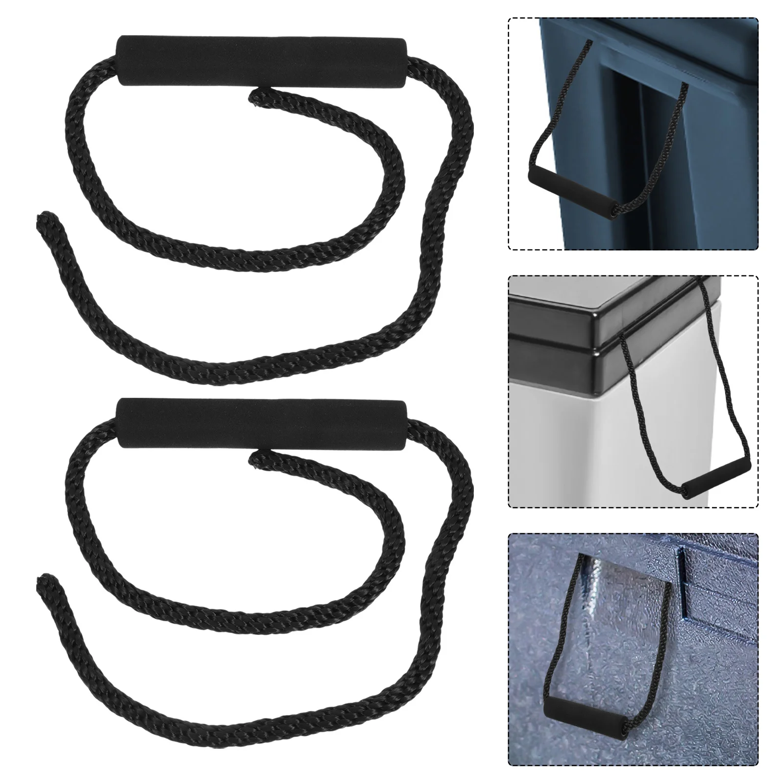 

1 Pair Black Sponge Refrigerator Handle Replacement for Cooler Chest Equipment Parts Holding Rope