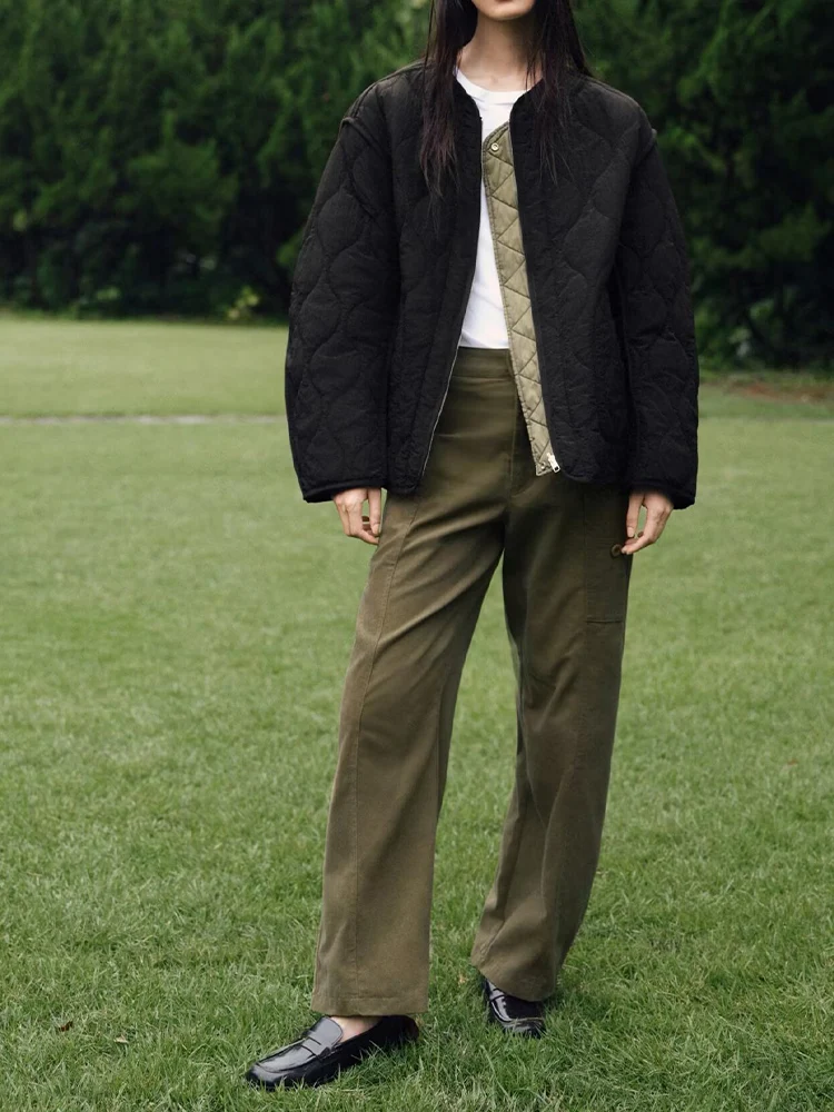 

Европейский и американский стиль, осенне-зимняя новая модная тенденция, простая женская универсальная двусторонняя хлопковая куртка для поездок на работу