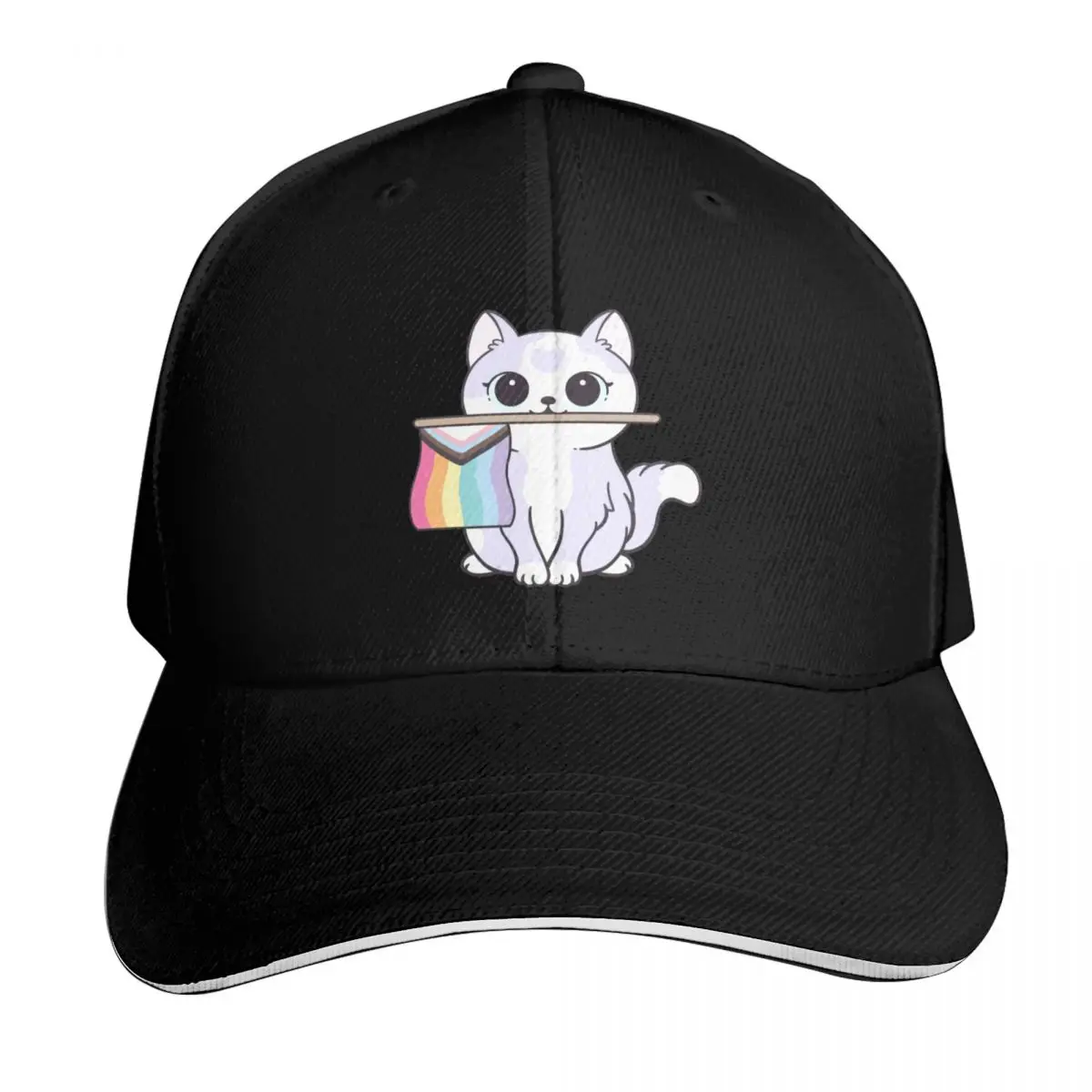 Progress Pride Cat Nikury Baseball Cap Snapback Flat Bill Strapback Dad Hat Six Panel Structured Crown