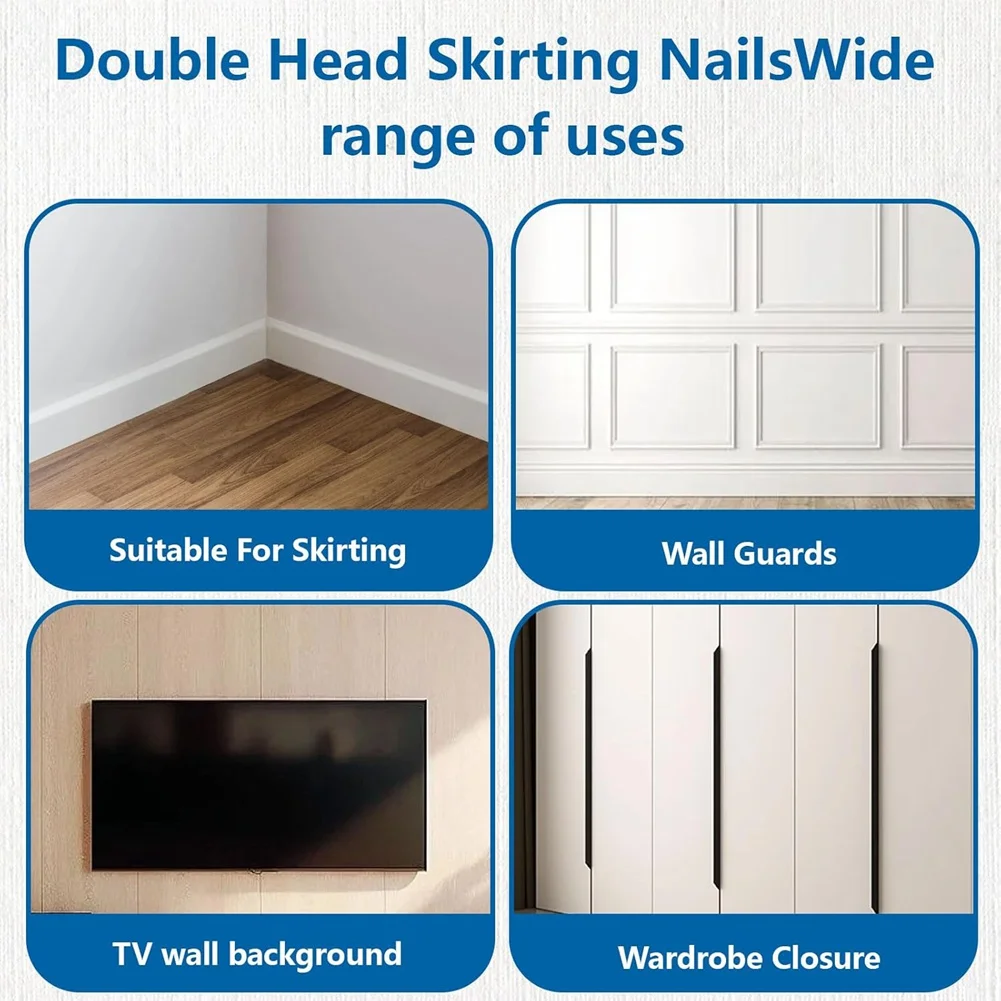 

【НОВЫЙ ГОД】Двухсторонние гвозди (400 шт.) и невидимые винты с двойной головкой для бесшовного крепления плинтусов