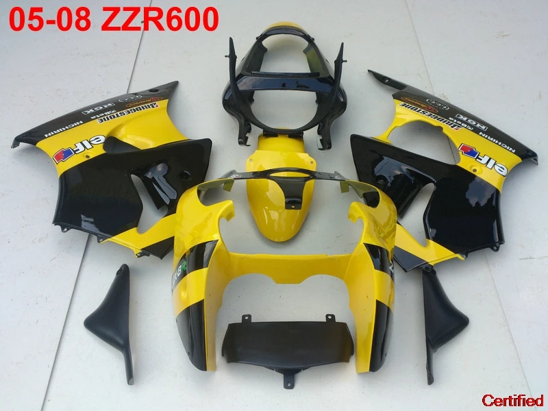 

Injection Bodywork Fairing Kit For Kawasaki Ninja ZZR600 05-08 Yellow Black Fairings Set ZZR600 2005-2008 OT26