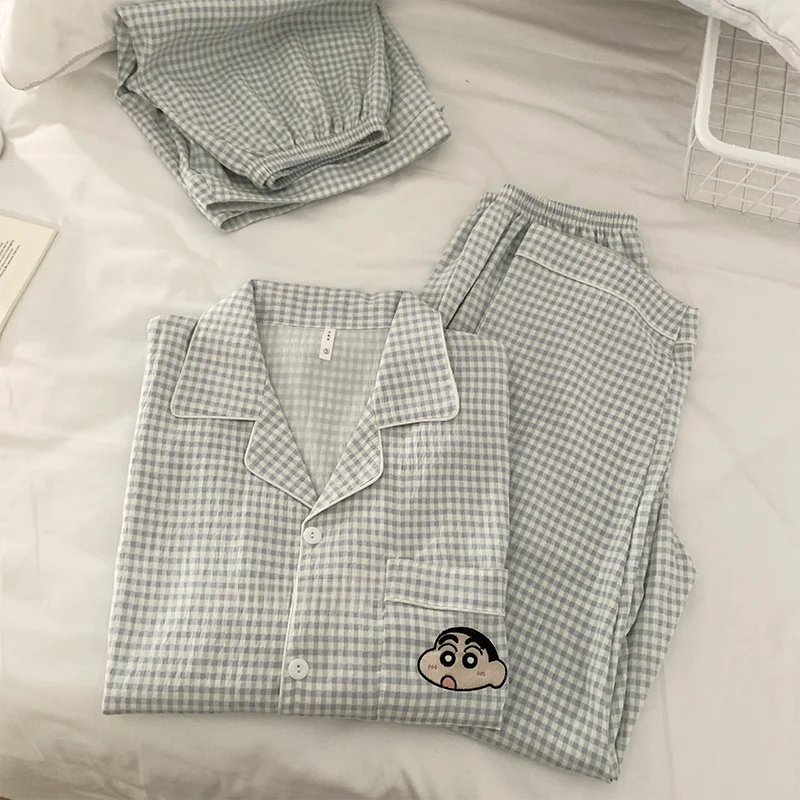 

Men's Summer Spwear Cartoon Print Loose Fit ort Sve Button up Home Clothes Set Comfortable Cotton Pajamas Ensemble
