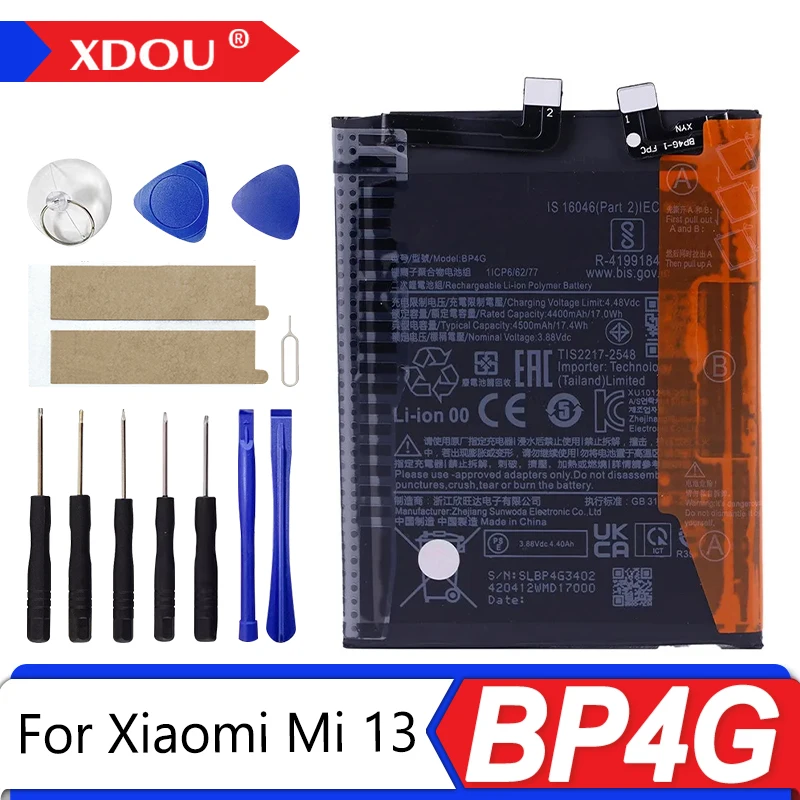 

Brand New Battery BP4G 4500mAh For Xiaomi Mi 13 Phone Replacement Batteries+Tools