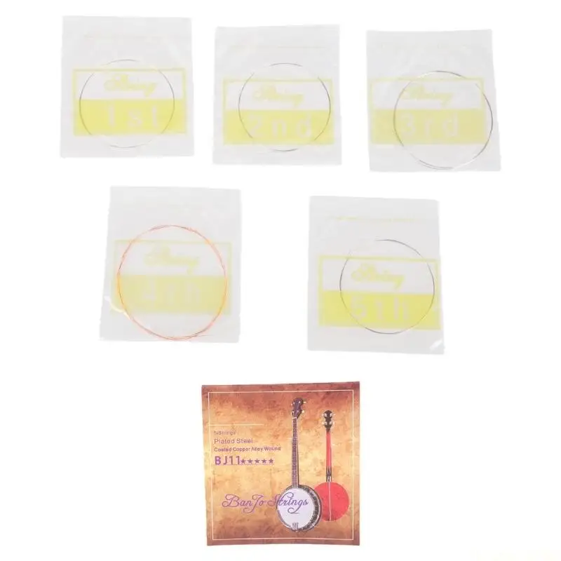 M5TC Banjo Strings Set, 5pcs/set Banjo Strings Stainless Coated Copper Alloy Wound