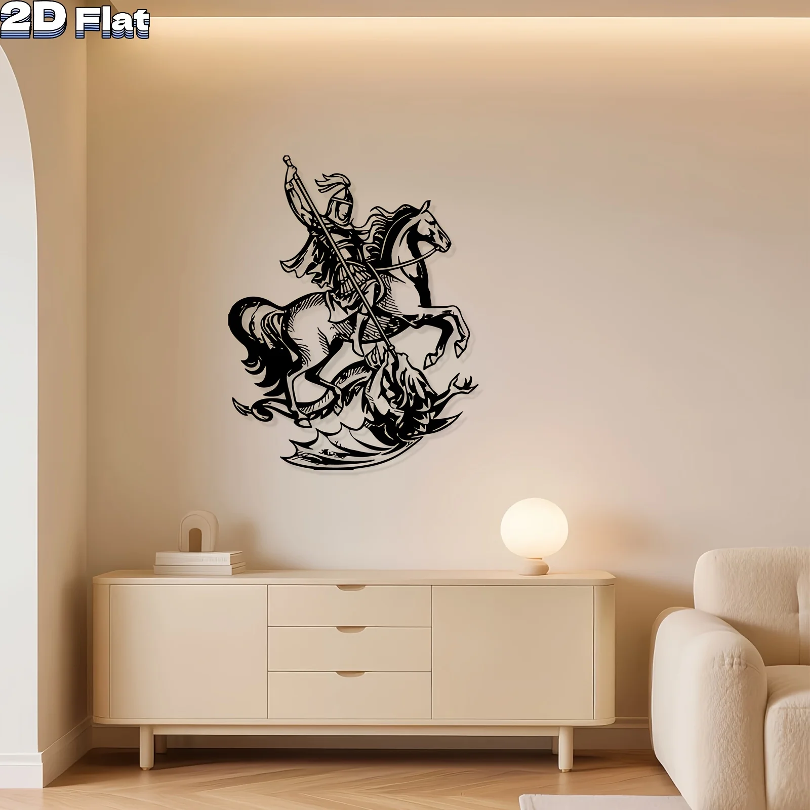 Knight Horse Iron Wall Art Statue Mural Metal Sculpture Rustproof Living Room Spring Anniversary Christmas Thanksgiving Gift