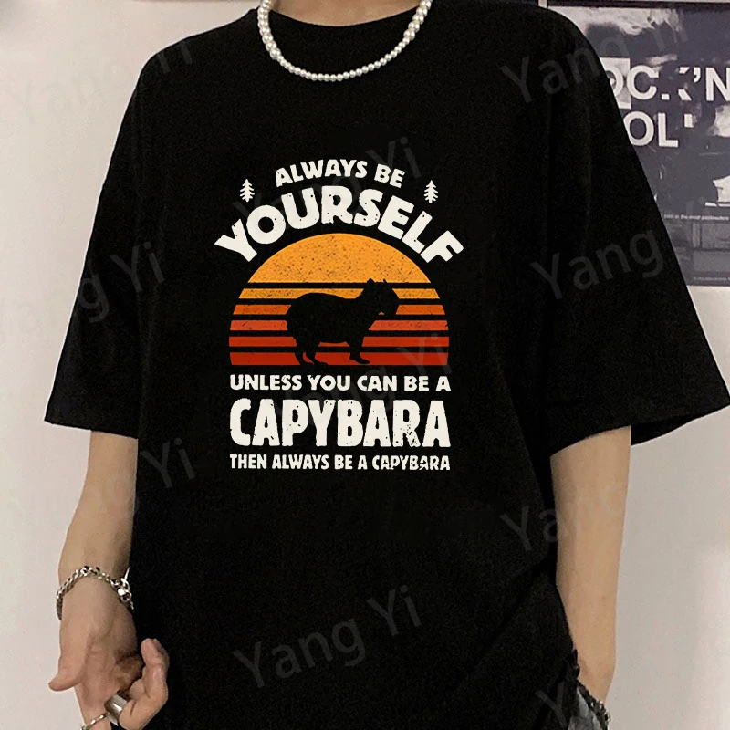 Always Be Yourself Guinea Pig Printed Cotton T-Shirts Women Men Short Sleeve Funny Round Neck Tee Shirt Casual Summer New Tops