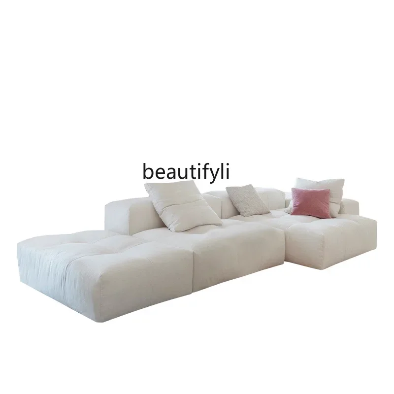 Linen fabric sofa corner combination sofa module combination, simple modern cotton and linen pixel sofa